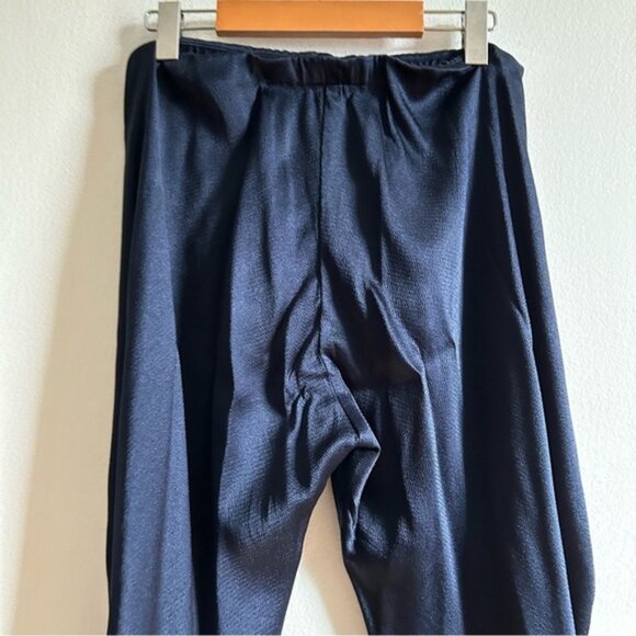 Alexis Dark Navy Blue Satin Elastic Waist Draped Pants - Picture 5 of 11